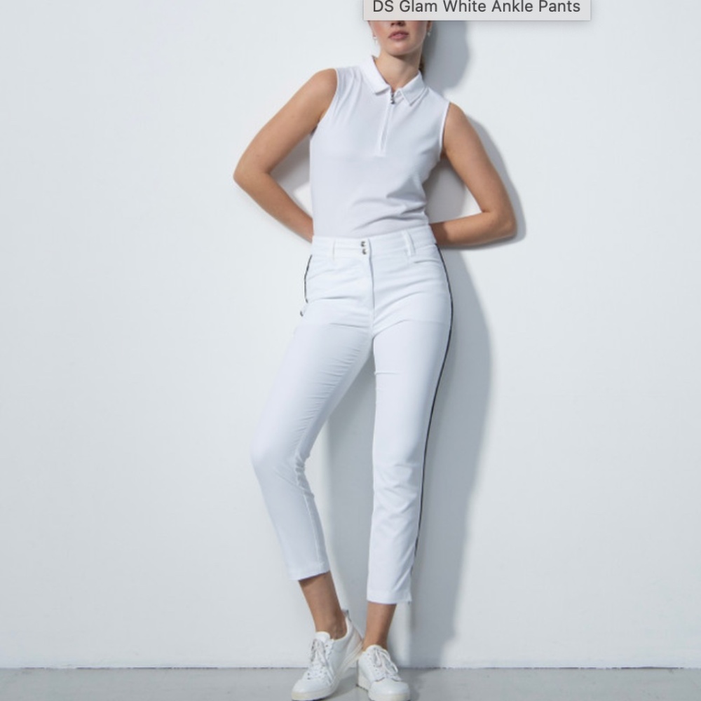 Daily Sports GLAM Pant White with Pinstripe Golf Pants Women's Size 0 - NWT $154